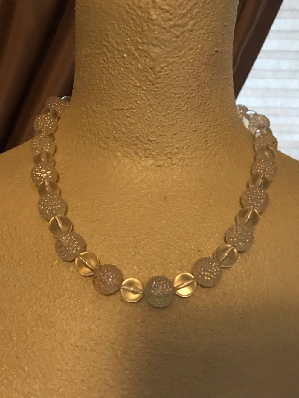 Classic Clear Bubble Beaded Lucite Necklace